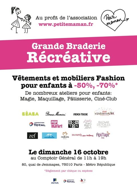 Flyer de l'association Petite Maman pour la grande braderie récréative de 2011