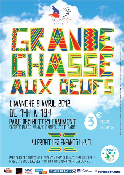 Affiche de la chasse aux oeufs 2012 organisée par la Fédération de Paris du SPF