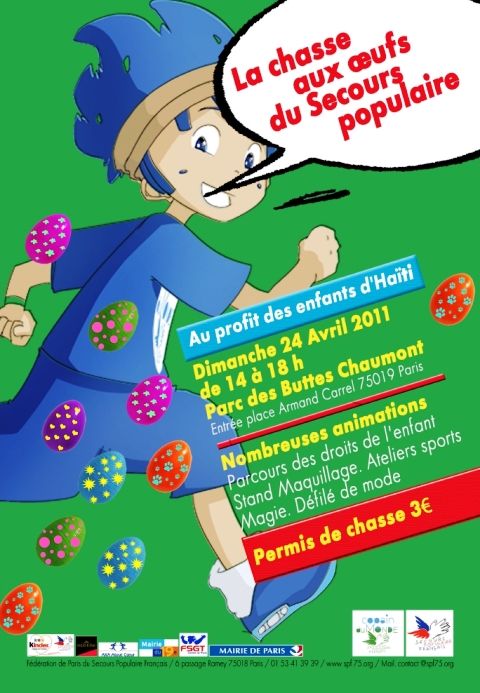 affiche du Secours populaire pour la chasse aux oeufs 2011